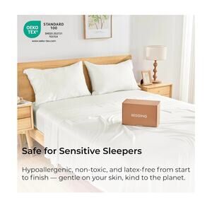 Gökotta King Size Bamboo Bed Sheets – Luxury 4-Piece Set – Cream White